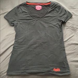 Superdry medium v neck combed cotton gray/grey